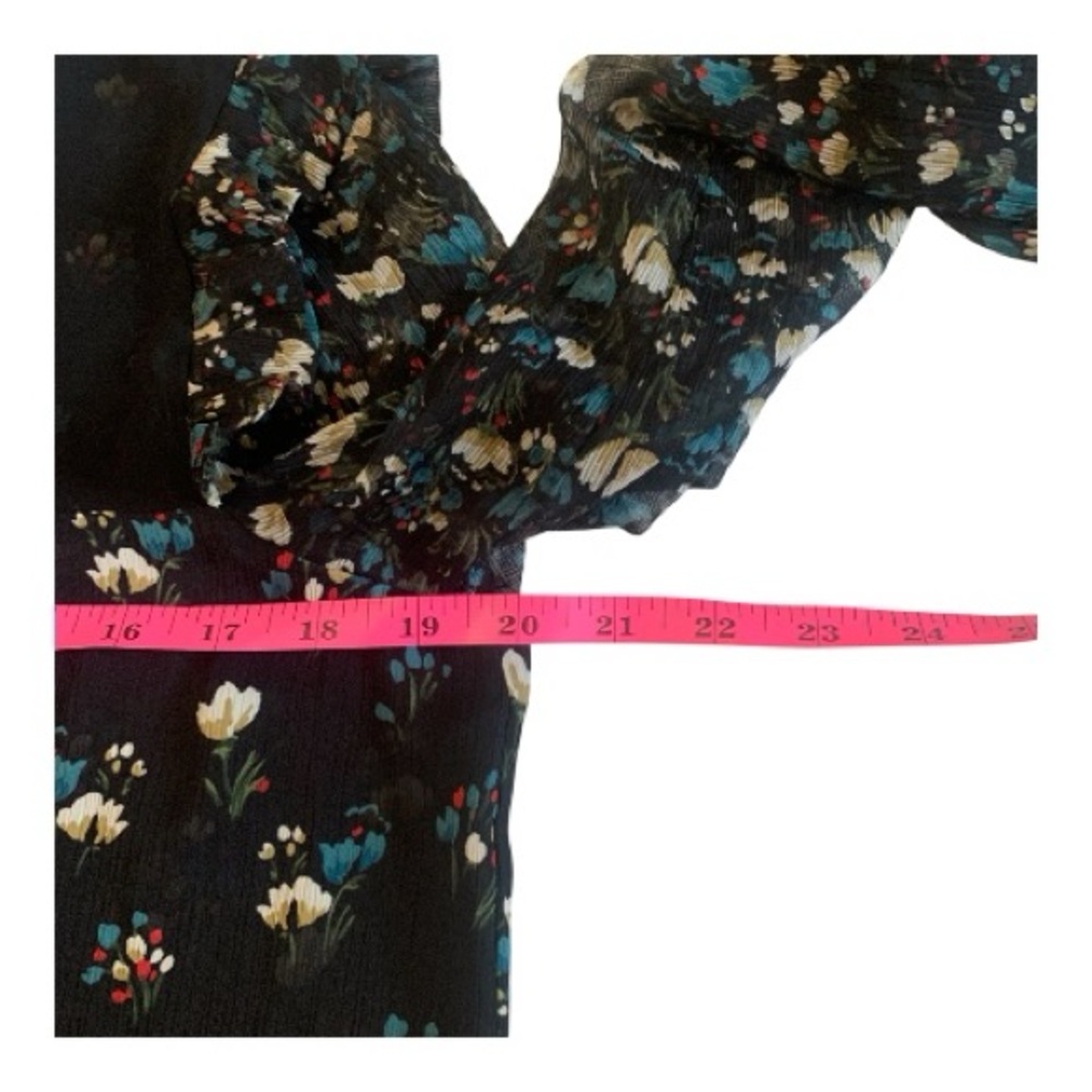 Dainty Zara Basic Floral Print Semi Sheer Boho Blouse Top Ruffled Size Large - Picture 7 of 11